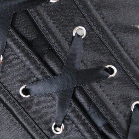 Charmian Women's Size XL Gothic Steampunk Satin Boned Zipper Overbust Corset Top - Picture 6 of 12